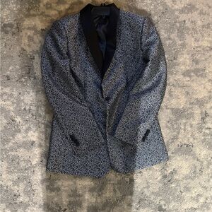Elegant Navy Patterned Men's Suit Jacket